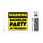 Warning Bachelor Party In Progress postage