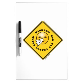 Warning! Bad Flu Season Ahead Yellow Diamond Sign Dry-Erase Whiteboard