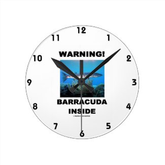 Warning! Barracuda Inside Round Wall Clock