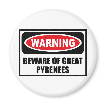 Warning BEWARE OF GREAT PYRENEES Magnet by warningsignshirts Warning BEWARE OF GREAT PYRENEES Magnet