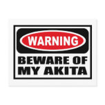 Warning BEWARE OF MY AKITA Postcard