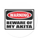 Warning BEWARE OF MY AKITA Sticker
