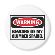 Warning BEWARE OF MY CLUMBER SPANIEL Magnet by warningsignshirts Warning BEWARE OF MY CLUMBER SPANIEL Magnet