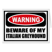 Warning BEWARE OF MY ITALIAN GREYHOUND Greeting Ca Greeting Card