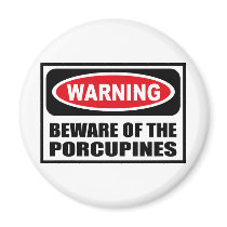 Warning BEWARE OF THE PORCUPINES Magnet