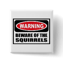 Warning BEWARE OF THE SQUIRRELS Button by warningsignshirts Warning BEWARE OF THE SQUIRRELS Button
