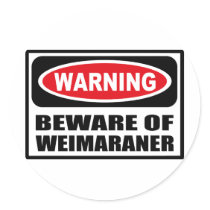 Warning BEWARE OF WEIMARANER Sticker by warningsignshirts Warning BEWARE OF WEIMARANER Sticker
