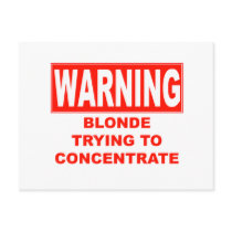 warning-blonde postcard