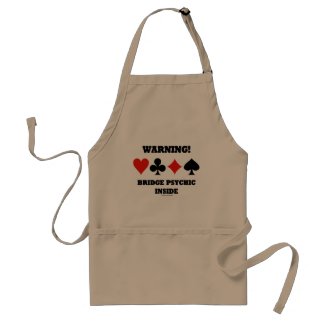 Warning! Bridge Psychic Inside (Four Card Suits) Aprons
