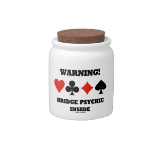 Warning! Bridge Psychic Inside (Four Card Suits) Candy Jar