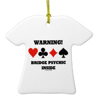 Warning! Bridge Psychic Inside (Four Card Suits) Christmas Tree Ornament