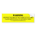 "Warning" Bumper Sticker bumper stickers