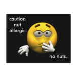 Warning card - caution nut allergic post cards