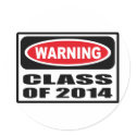 Warning CLASS OF 2014 Sticker by warningsignshirts Warning CLASS OF 2014 Sticker