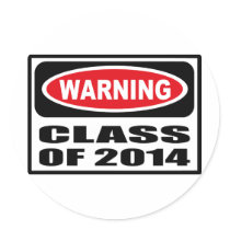Warning CLASS OF 2014 Sticker by warningsignshirts Warning CLASS OF 2014 Sticker