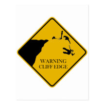 warning cliff edge post cards