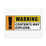 Warning Contents May Explode Postcard