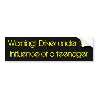 Warning! Driver under the influence of a teenager bumpersticker