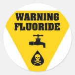 Warning Fluoride Round Stickers