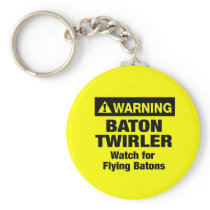 Warning Flying Batons Keychain