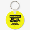 Warning Flying Batons keychains