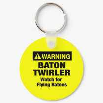 Warning Flying Batons keychains