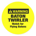 Warning Flying Batons stickers by DanceTwirlObsessions Warning Flying Batons stickers