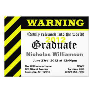WARNING: Graduate - Party Invitations