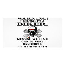 Warning I Belong To A Biker Customized Photo Card