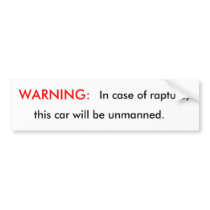 Warning: in Case of Rapture bumper stickers