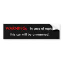 Warning: in Case of Rapture bumper stickers