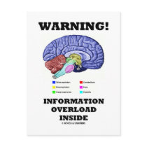 Warning! Information Overload Inside (Brain Humor) Post Card