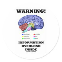 Warning! Information Overload Inside (Brain Humor) Sticker