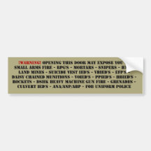 WARNING! INSIDE DOOR BUMPER STICKER