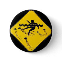 Warning Jellyfish in Water-Street sign buttons
