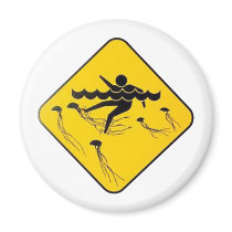 Warning Jellyfish in Water-Street sign magnets by OutDoorWorld Warning Jellyfish in Water-Street sign magnets