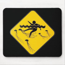 Warning Jellyfish in Water-Street sign mousepads