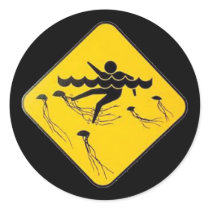 Warning Jellyfish in Water-Street sign stickers