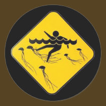 Warning Jellyfish in Water-Street sign stickers