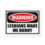 Warning LESBIANS MAKE ME HORNY Postcard