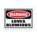 Warning LOVES BLOWJOBS Postcard
