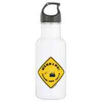 Warning! Meteor Zone Ahead (Diamond Yellow Sign) 18oz Water Bottle