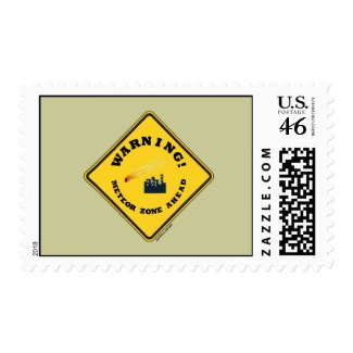 Warning! Meteor Zone Ahead (Diamond Yellow Sign) Postage Stamp