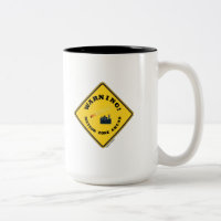 Warning! Meteor Zone Ahead (Diamond Yellow Sign) Two-Tone Coffee Mug