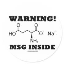 Warning! MSG Inside (Chemical Molecule) Round Sticker