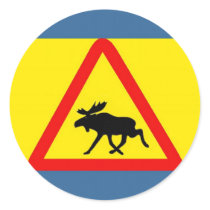 Warning of the moose sticker