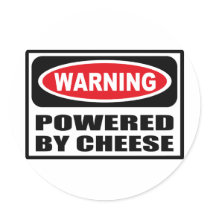 Warning POWERED BY CHEESE Sticker by warningsignshirts Warning POWERED BY CHEESE Sticker