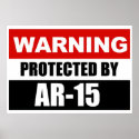 WARNING - PROTECTED BY AR-15  Poster/Sign