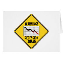 Warning! Recession Ahead (Yellow Diamond Sign) Greeting Card