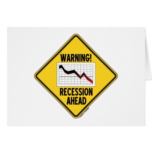 Warning! Recession Ahead (Yellow Diamond Sign) Greeting Card